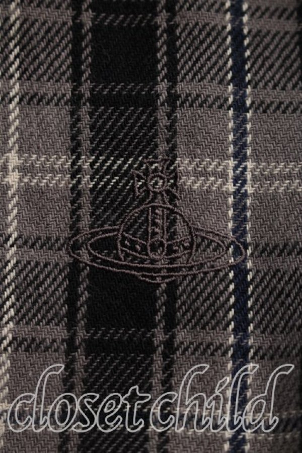 画像5: ヴィヴィアンウエストウッド MAN 中古 / タータンチェックロングシャツ FREE 灰×黒  H-26-05-17-015-bl-OD-ZH (5)