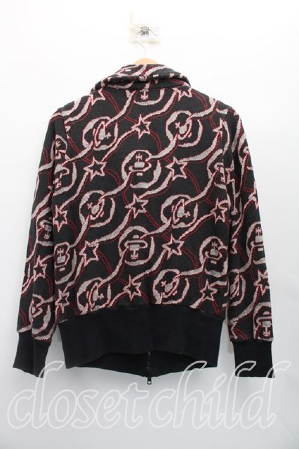 画像2: ヴィヴィアンウエストウッド 中古 / スター柄ライダーススウェット 2（9号相当） 黒ｘ赤  H-26-05-24-056-to-OD-ZH (2)