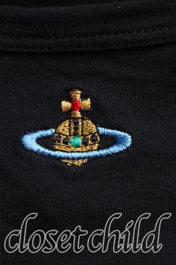 画像5: ヴィヴィアンウエストウッド 中古 / カラーオーブ刺繍カットソー S 黒  H-26-05-24-065-to-OD-ZH (5)