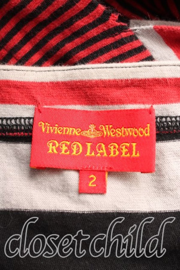 画像3: ヴィヴィアンウエストウッド 中古 / ランダムストライプカットソー 2（9号相当） 灰ｘ赤  H-26-05-24-070-to-OD-ZH (3)