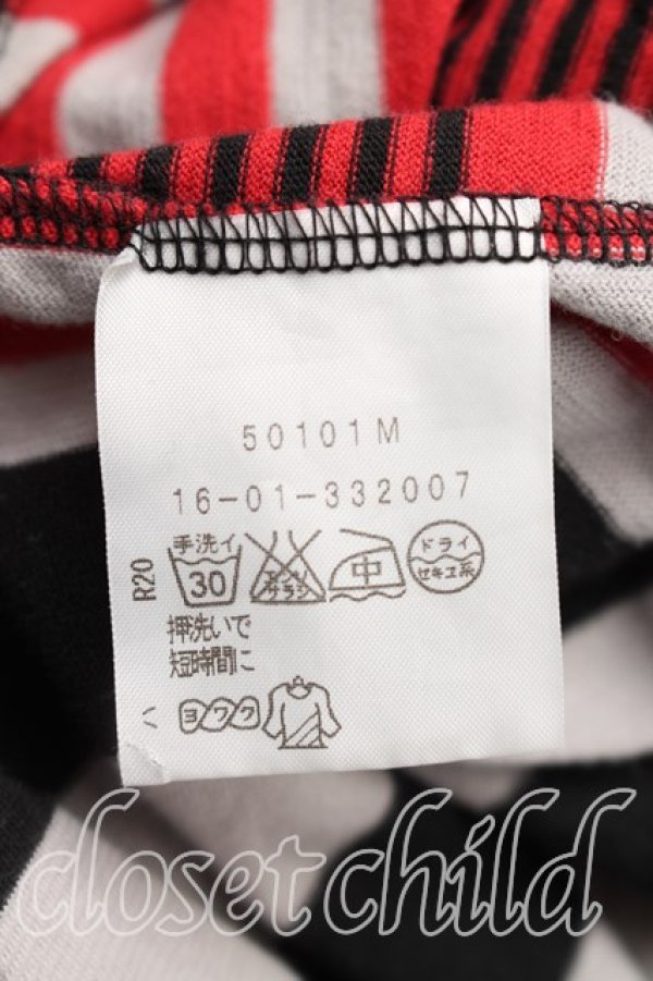 画像4: ヴィヴィアンウエストウッド 中古 / ランダムストライプカットソー 2（9号相当） 灰ｘ赤  H-26-05-24-070-to-OD-ZH (4)