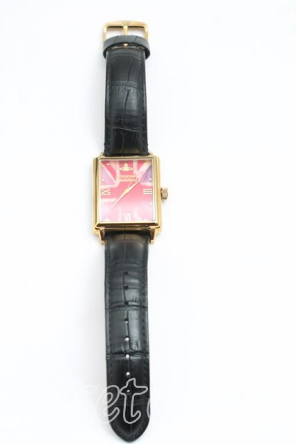 画像2: ヴィヴィアンウエストウッド 中古 / ユニオンジャックウォッチ  赤ｘ黒  H-26-05-31-049-ac-OD-ZH (2)