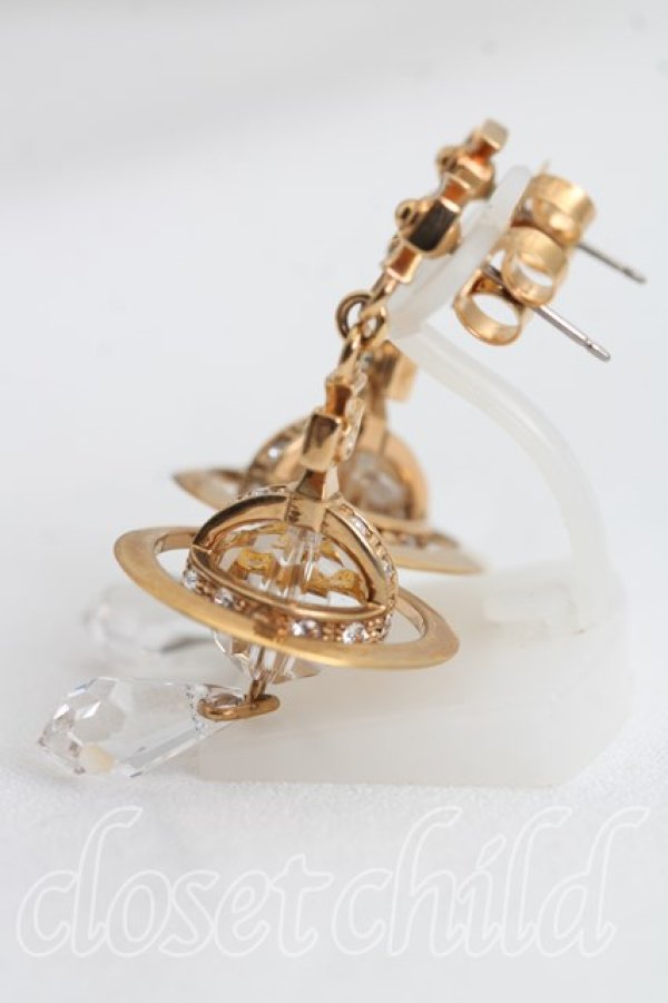 画像2: ヴィヴィアンウエストウッド 中古 / Crystal Dropピアス  ゴールド  H-26-06-07-054-er-OD-ZH (2)