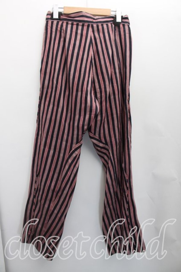画像2: ANGLOMANIA 中古 / ストライプワイドパンツ 40（9号相当） 赤ｘ黒  H-26-06-07-007-pa-OD-ZH (2)