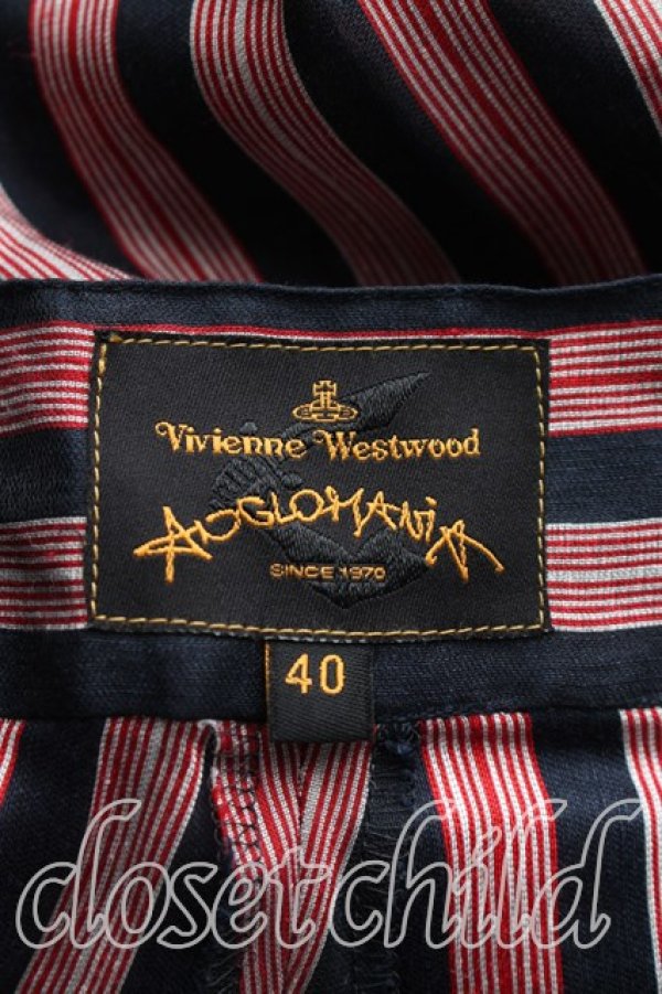 画像3: ANGLOMANIA 中古 / ストライプワイドパンツ 40（9号相当） 赤ｘ黒  H-26-06-07-007-pa-OD-ZH (3)
