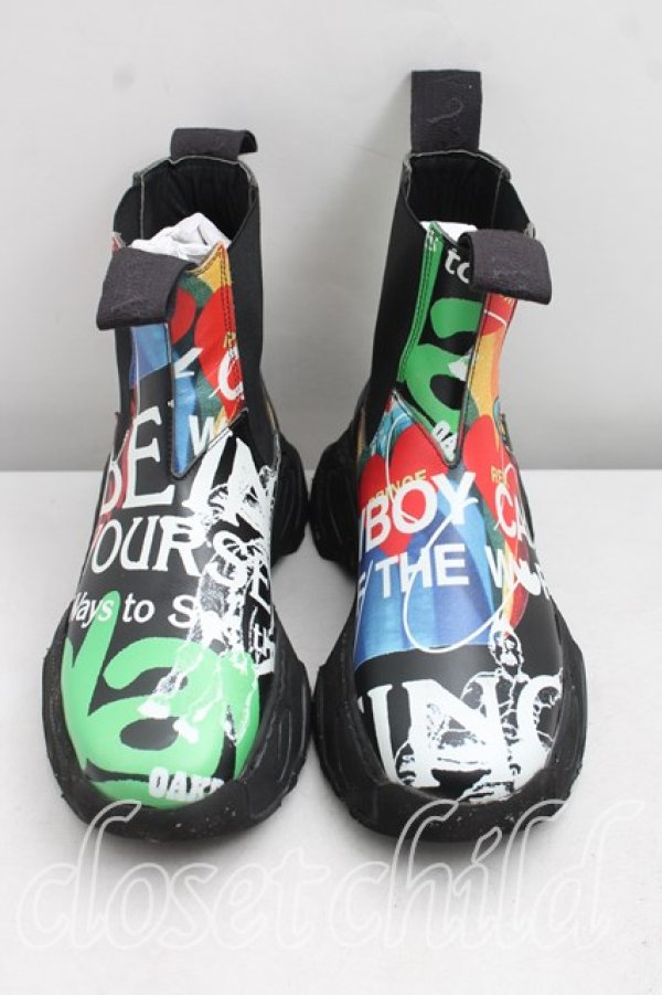 画像2: ヴィヴィアンウエストウッド 中古 / MEANINGLESSプリントROMPER CHELSEA BOOT 36（23cm相当） 黒  H-26-06-07-086-sh-OD-ZH (2)