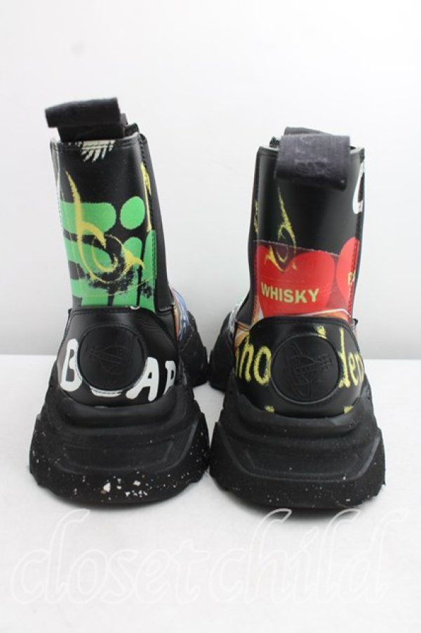 画像4: ヴィヴィアンウエストウッド 中古 / MEANINGLESSプリントROMPER CHELSEA BOOT 36（23cm相当） 黒  H-26-06-07-086-sh-OD-ZH (4)