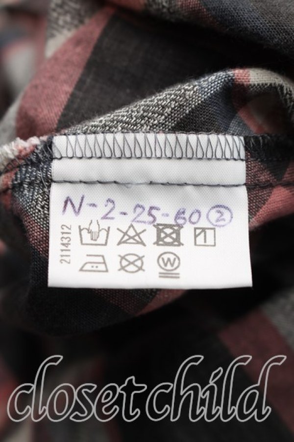 画像4: ヴィヴィアンウエストウッド 中古 / タータンチェックフリルカラーシャツ M ピンクｘグレー  H-26-06-07-013-bl-OD-ZH (4)