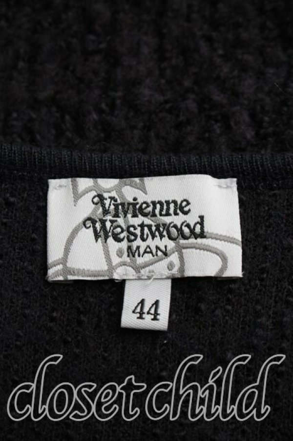 画像3: ヴィヴィアンウエストウッド MAN 中古 / 単色オーブ刺繍起毛ニット 44 紺  H-26-06-21-003-to-OD-ZH (3)
