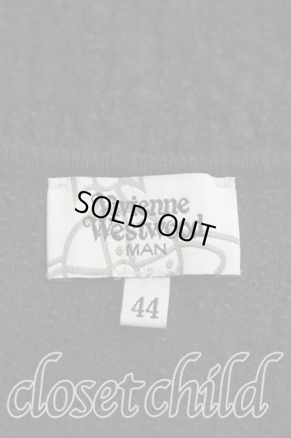 画像3: ヴィヴィアンウエストウッド MAN 中古 / 単色オーブ刺繍起毛ニット 44 紺  H-26-06-21-003-to-OD-ZH (3)