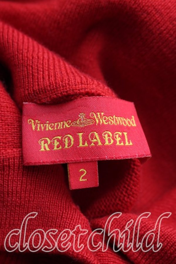 画像3: ヴィヴィアンウエストウッド 中古 / 単色オーブ刺繍ロングカーディガン 2（9号相当） 赤  H-26-06-21-002-to-OD-ZH (3)