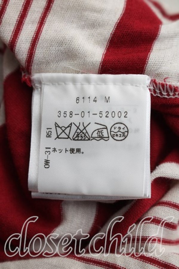 画像4: ANGLOMANIA 中古 / ボーダー変形カットソーワンピ M 赤ｘ生成  H-26-06-28-011-op-OD-ZH (4)