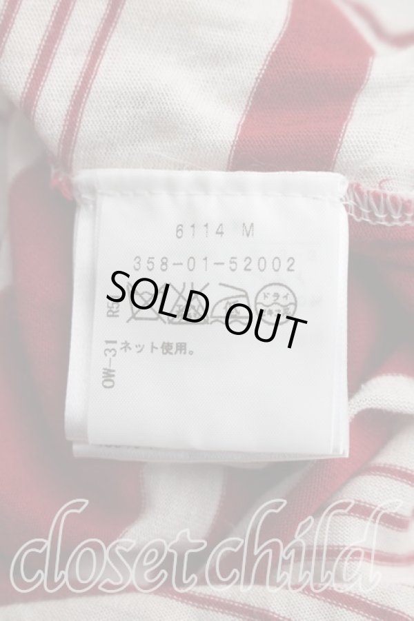 画像4: ANGLOMANIA 中古 / ボーダー変形カットソーワンピ M 赤ｘ生成  H-26-06-28-011-op-OD-ZH (4)
