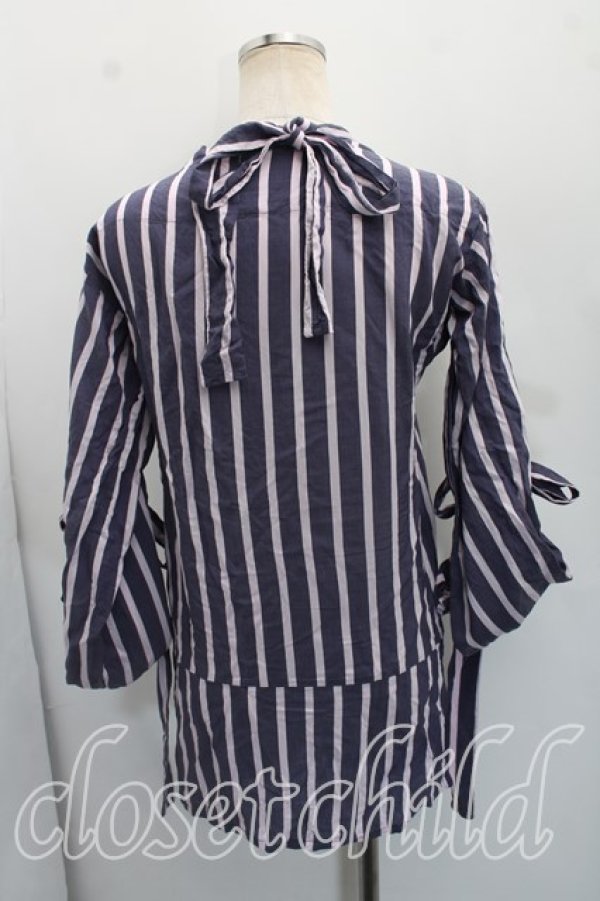 画像2: ANGLOMANIA 中古 / ストライプカバーオールシャツ 40（7号相当） 紺ｘピンク  H-26-06-28-019-bl-OD-ZH (2)