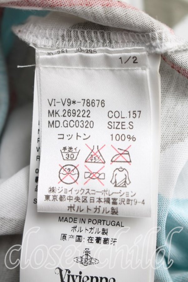 画像4: ヴィヴィアンウエストウッド MAN 中古 / ハーレークインTシャツ S 白ｘ青  H-26-07-05-026-ts-OD-ZH (4)
