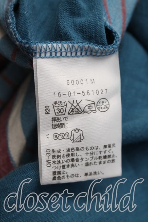 画像4: ヴィヴィアンウエストウッド 中古 / 単色オーブ刺繍ストライプカットソーワンピ 2（9号相当） 青  H-26-07-05-007-op-OD-ZH (4)