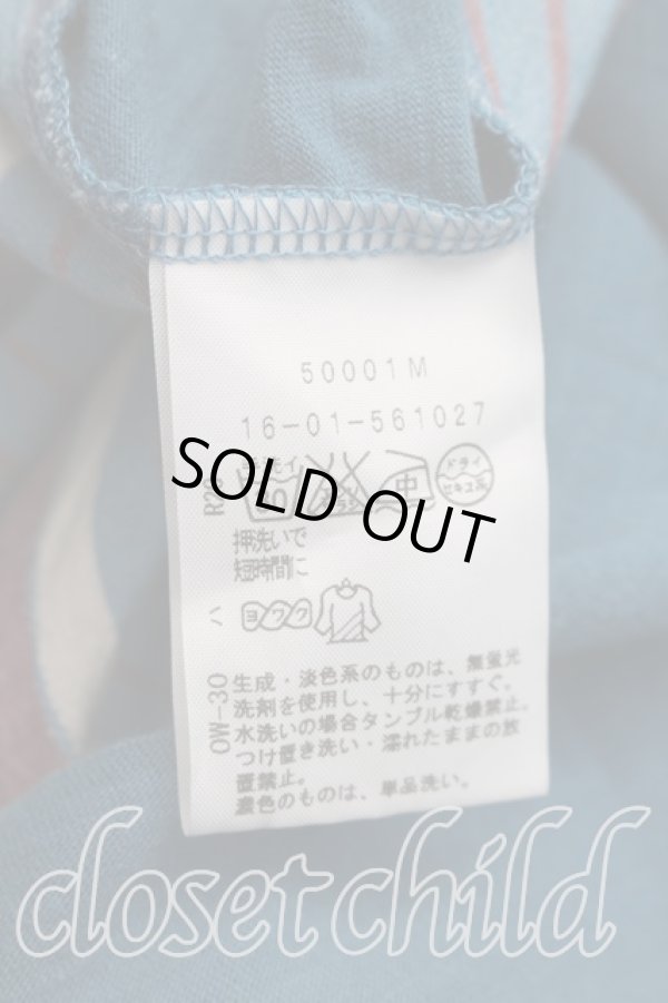 画像4: ヴィヴィアンウエストウッド 中古 / 単色オーブ刺繍ストライプカットソーワンピ 2（9号相当） 青  H-26-07-05-007-op-OD-ZH (4)