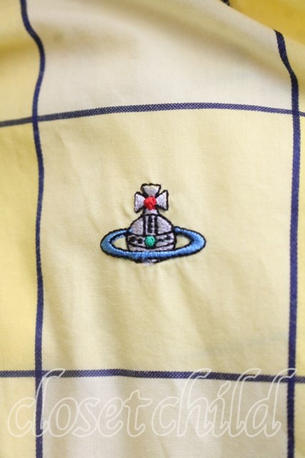画像5: ヴィヴィアンウエストウッド 中古 / カラーオーブ刺繍格子チェックシャツ 50（メンズXL相当） 黄色  H-26-07-05-019-bl-OD-ZH (5)