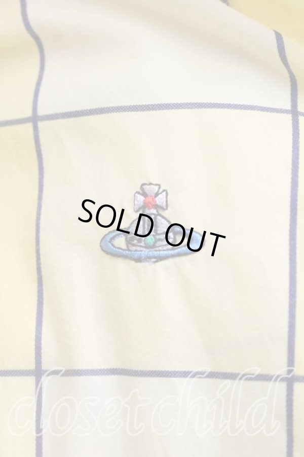 画像5: ヴィヴィアンウエストウッド 中古 / カラーオーブ刺繍格子チェックシャツ 50（メンズXL相当） 黄色  H-26-07-05-019-bl-OD-ZH (5)
