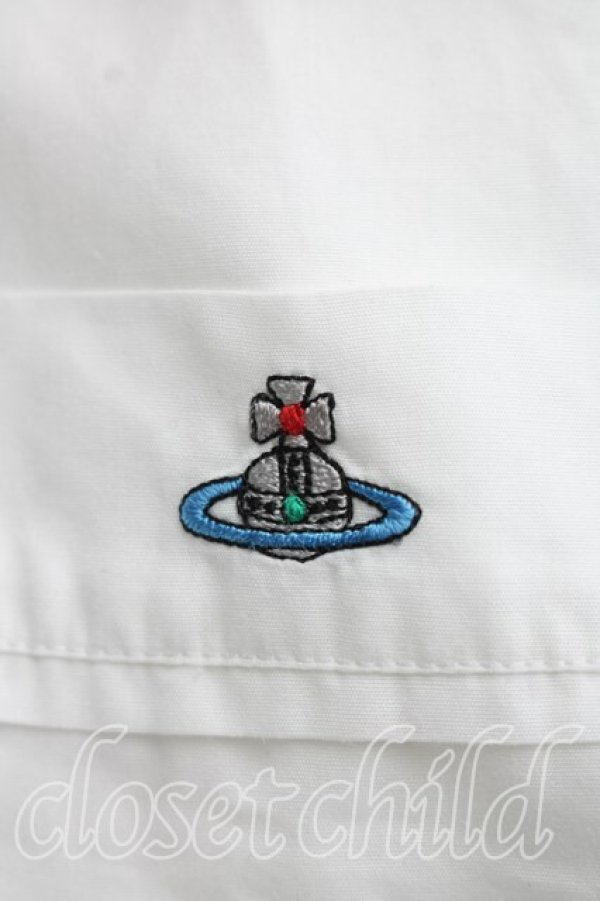 画像5: ヴィヴィアンウエストウッド MAN 中古 / カラーオーブ刺繍半袖シャツ 52（メンズXXL相当） 白  H-26-07-05-020-bl-OD-ZH (5)