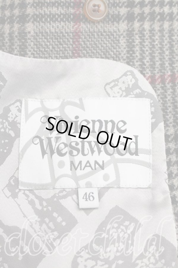 画像3: ヴィヴィアンウエストウッド MAN 中古 / ツイードチェックロングコート 46（メンズM相当） 灰  H-26-07-19-011-co-OD-ZH (3)