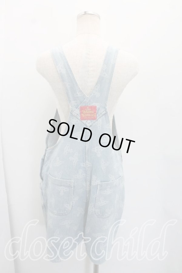 画像2: 【Vintageオークション】ヴィヴィアンウエストウッド 中古 / オーブ総柄デニムサロペット M インディゴ  H-26-07-25-019-op-IN-ZH (2)