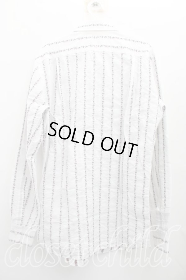 画像2: ヴィヴィアンウエストウッド MAN 中古 / ローズ刺繍ストライプシャツ 46（メンズM相当） 白  H-26-08-02-023-bl-OD-ZH (2)