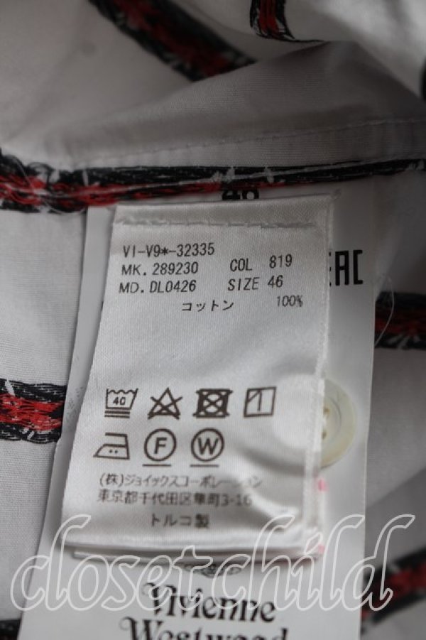 画像4: ヴィヴィアンウエストウッド MAN 中古 / ローズ刺繍ストライプシャツ 46（メンズM相当） 白  H-26-08-02-023-bl-OD-ZH (4)