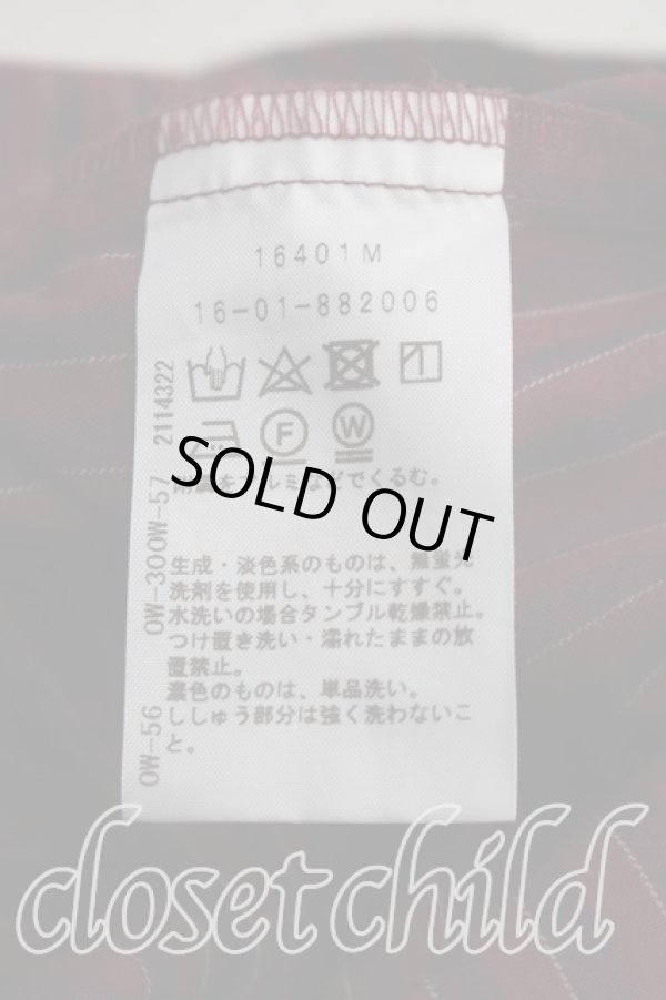 画像4: ヴィヴィアンウエストウッド 中古 / 単色オーブ刺繍ストライプシャツ 2（9号相当) 赤ｘ紺  H-26-08-02-005-bl-OD-ZH (4)
