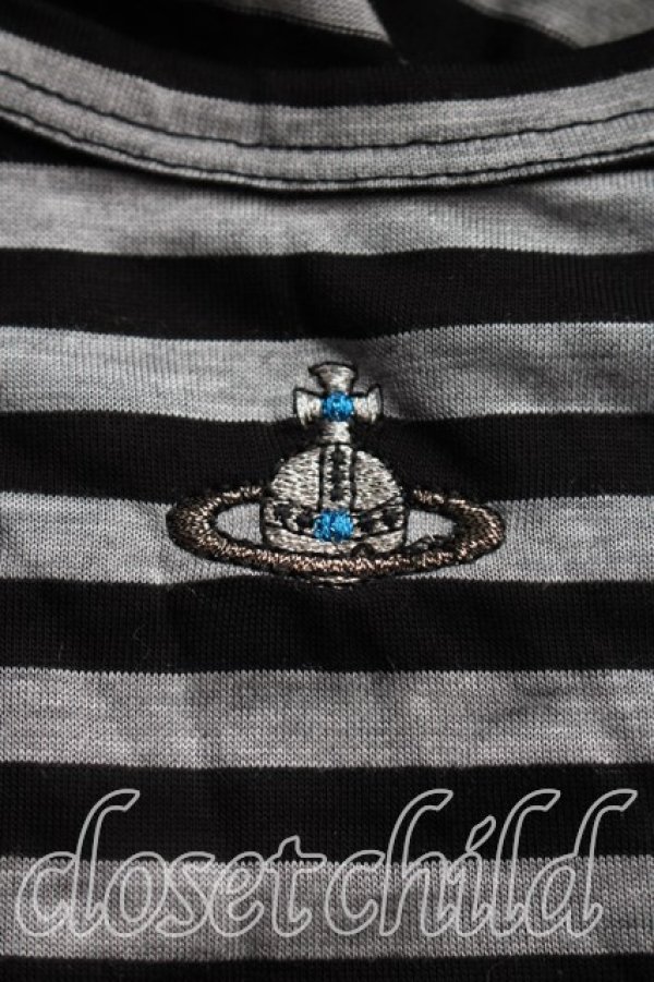 画像5: ヴィヴィアンウエストウッド MAN 中古 / オーブ刺繍ボーダータンクトップ 44（メンズS相当） 黒ｘ灰  H-26-08-09-012-to-OD-ZH (5)