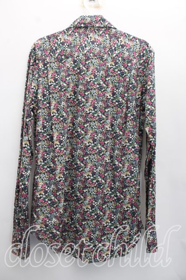 画像2: ヴィヴィアンウエストウッド MAN 中古 / リバティー柄シャツ 44（メンズS相当） 黒ｘピンクｘ白  H-26-08-16-017-bl-OD-ZH (2)