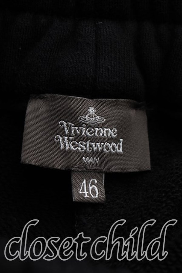 画像3: ヴィヴィアンウエストウッド MAN 中古 / ラインオーブ刺繍スウェットパンツ 46（メンズM相当） 黒  H-26-08-23-024-pa-OD-ZH (3)