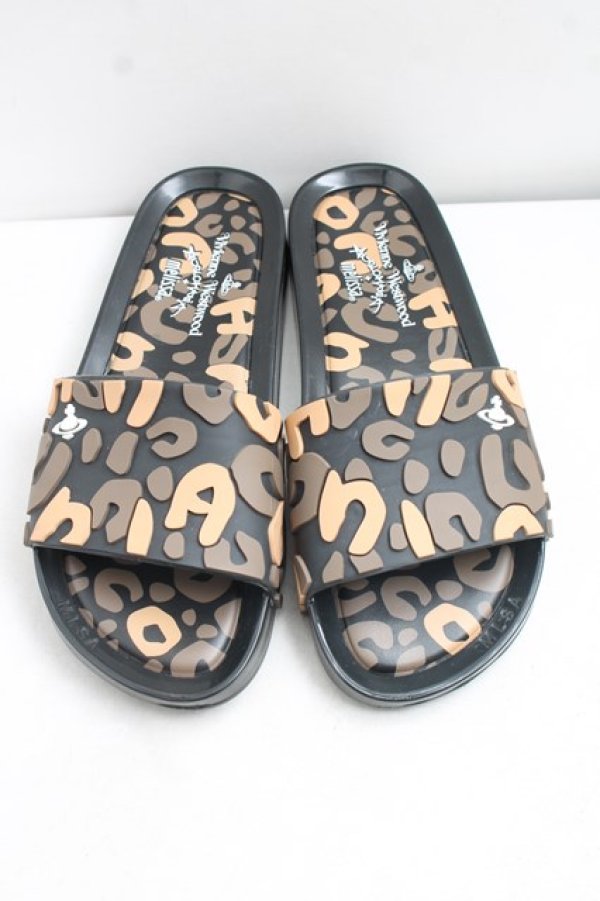 画像2: ヴィヴィアンウエストウッド×Melissa 中古 / BEACH SLIDE ADサンダル EU39（24.5cm相当） 黒  H-26-08-23-013-sh-OD-ZH (2)