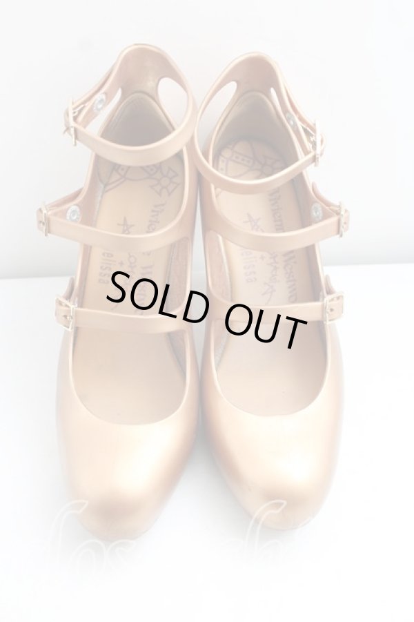 画像2: ヴィヴィアンウエストウッド×Melissa 中古 / 3ストラップエレベーテッド 37（23.5cm相当） ゴールド  H-26-08-30-022-sh-OD-ZH (2)