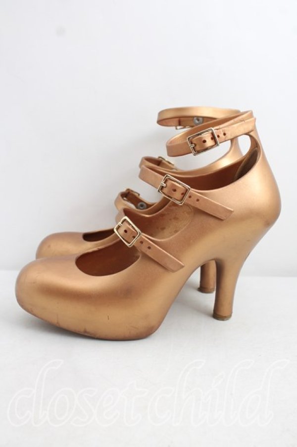 画像3: ヴィヴィアンウエストウッド×Melissa 中古 / 3ストラップエレベーテッド 37（23.5cm相当） ゴールド  H-26-08-30-022-sh-OD-ZH (3)