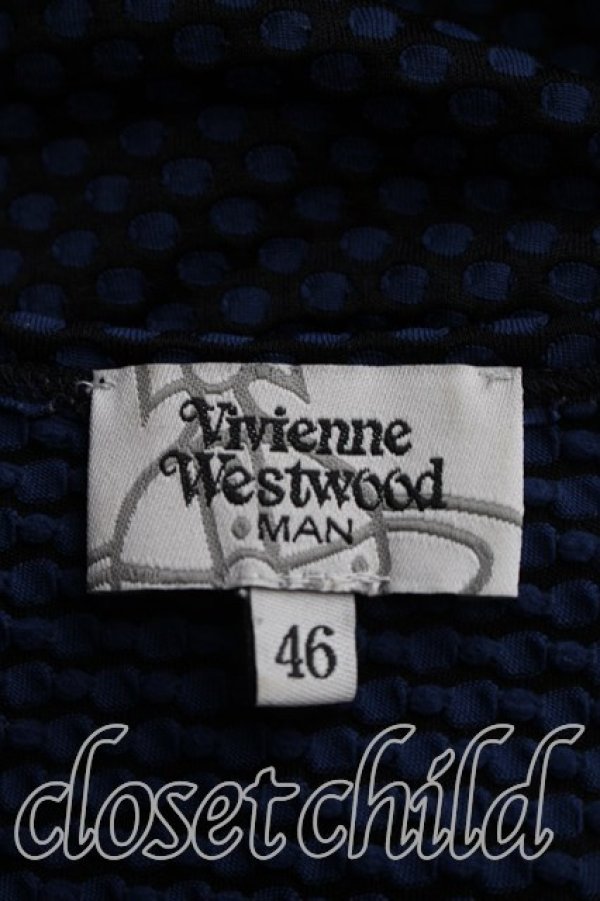 画像3: ヴィヴィアンウエストウッド MAN 中古 / オーブ刺繍ドットカットソー 46（メンズM相当） 青ｘ黒  H-26-09-06-022-to-OD-ZH (3)