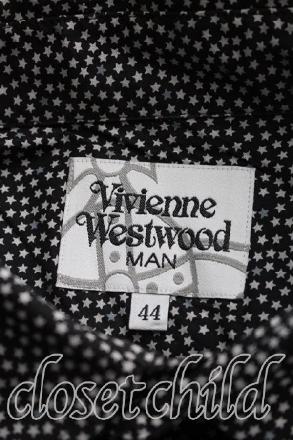 画像3: ヴィヴィアンウエストウッド MAN 中古 / スター柄半袖シャツ 44（メンズS相当） 黒  H-26-09-06-008-bl-OD-ZH (3)
