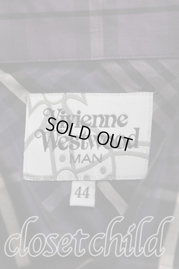 画像3: ヴィヴィアンウエストウッド MAN 中古 / タータンチェックシャツ 44（メンズS相当） 紫  H-26-09-06-009-bl-OD-ZH (3)