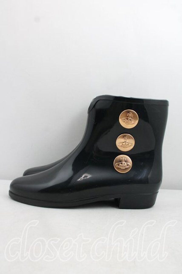 画像3: ヴィヴィアンウエストウッド×Melissa 中古 / bootie stud 38（24cm相当） 黒  H-26-09-13-036-sh-OD-ZH (3)