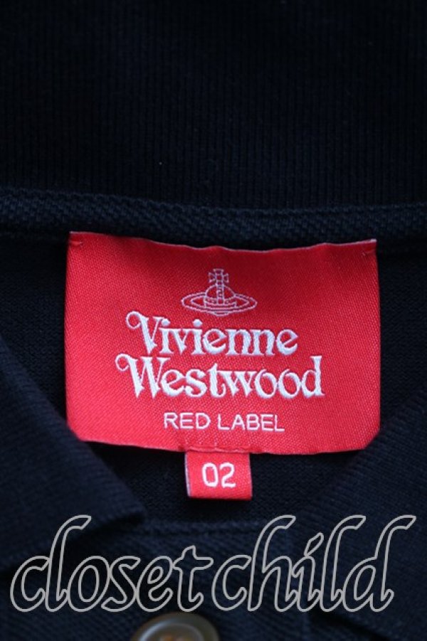 画像3: ヴィヴィアンウエストウッド 中古 / コットンカノコREDOUTE ROSE刺繍ポロトップ 02（9号相当） 黒  H-26-09-13-016-to-OD-ZH (3)