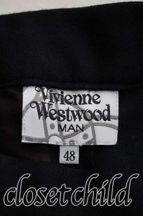 画像3: ヴィヴィアンウエストウッド MAN 中古 / アシメトリカルフロントウールパンツ 48（メンズL相当） 黒  H-26-09-20-008-pa-OD-ZH (3)