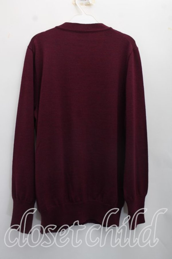 画像2: ヴィヴィアンウエストウッド MAN 中古 / アーガイルVネックカーディガン 46（メンズM相当） ワイン  H-26-10-04-045-to-OD-ZH (2)