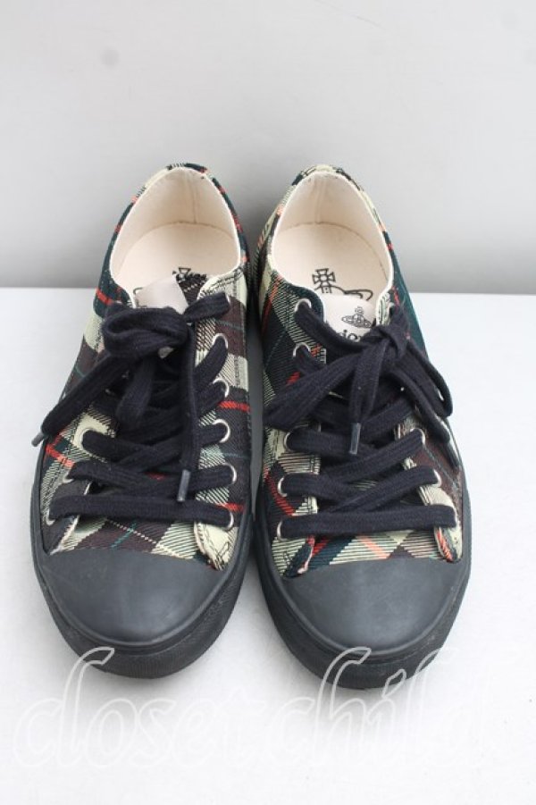画像2: ヴィヴィアンウエストウッド 中古 / PLIMSOLL LOW TOPスニーカー 36（23cm相当） 緑  H-26-10-04-062-sh-OD-ZH (2)