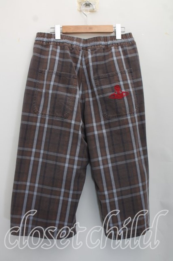 画像2: ヴィヴィアンウエストウッド 中古 / タータンチェックデニムタックハーフパンツ 00（ワンサイズ） 茶  H-26-10-04-016-pa-OD-ZH (2)