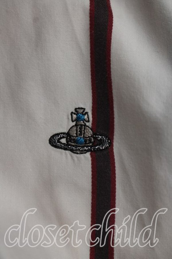 画像5: ヴィヴィアンウエストウッド MAN 中古 / オーブ刺繍ストライプシャツ 46（メンズM） 生成  H-26-10-11-028-bl-OD-ZH (5)