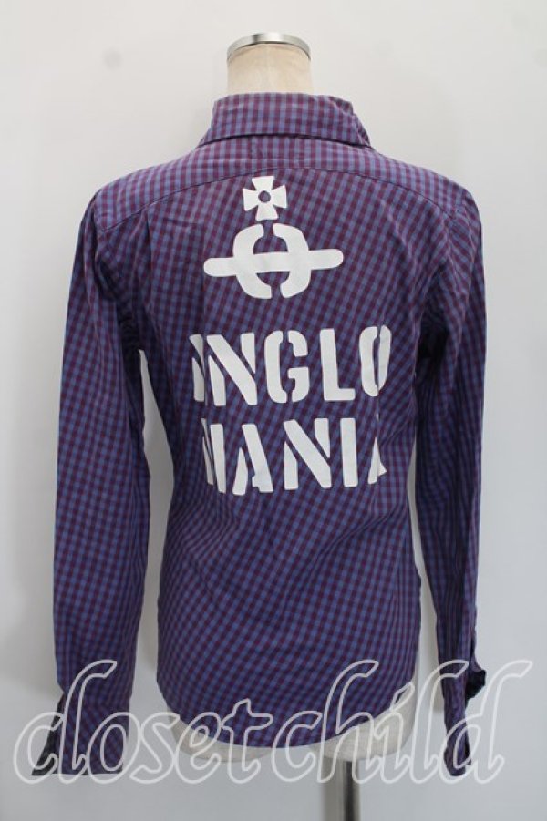 画像2: ANGLOMANIA 中古 / ギンガムチェックドランクンシャツ 36（S相当） 紫  H-26-10-11-037-bl-OD-ZH (2)