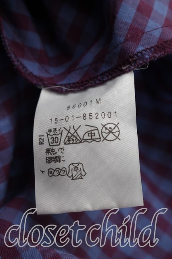 画像4: ANGLOMANIA 中古 / ギンガムチェックドランクンシャツ 36（S相当） 紫  H-26-10-11-037-bl-OD-ZH (4)