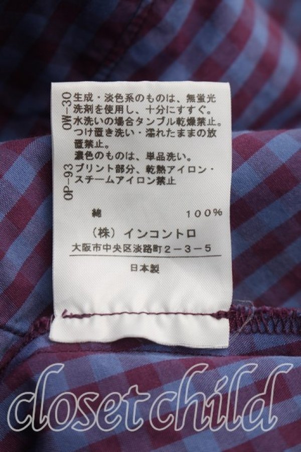 画像5: ANGLOMANIA 中古 / ギンガムチェックドランクンシャツ 36（S相当） 紫  H-26-10-11-037-bl-OD-ZH (5)