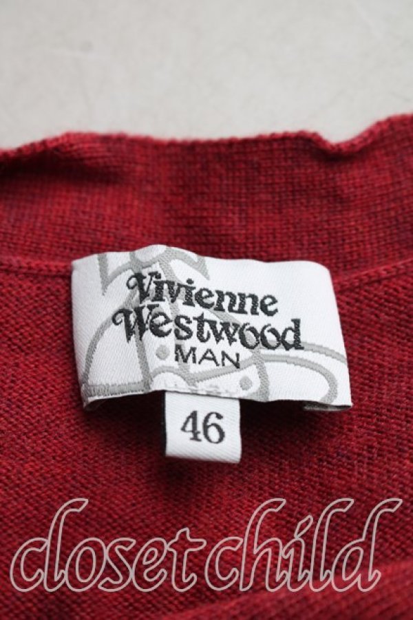 画像3: ヴィヴィアンウエストウッド MAN 中古 / オーブ刺繍カーディガン 46（メンズM相当） 赤  H-26-10-11-058-to-OD-ZH (3)