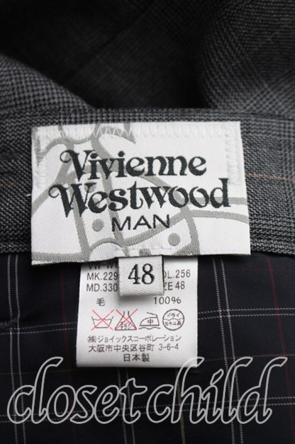 画像3: ヴィヴィアンウエストウッド MAN 中古 / グレンチェックパンツ 48（メンズL相当） 灰  H-26-10-11-014-pa-OD-ZH (3)